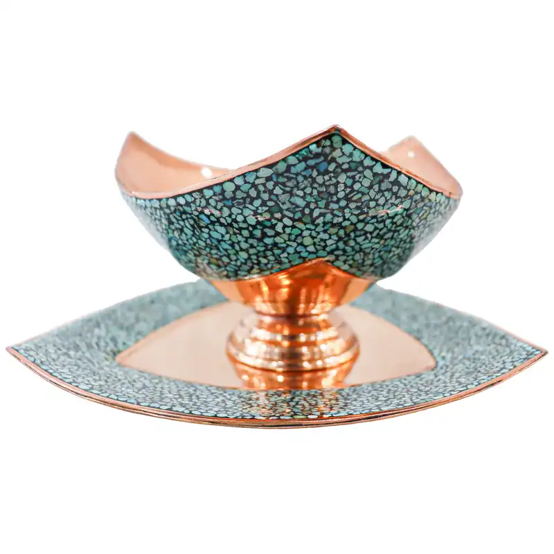 ست کاسه و بشقاب فیروزه کوبی مدل مثلثی کد 1A10p17