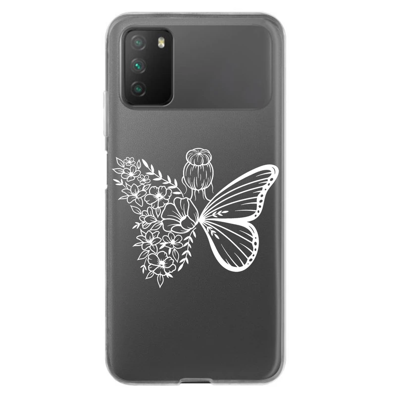 کاور مگافون طرح دختر پروانه ای مدل C53-W مناسب برای گوشی موبایل شیائومی Poco M3