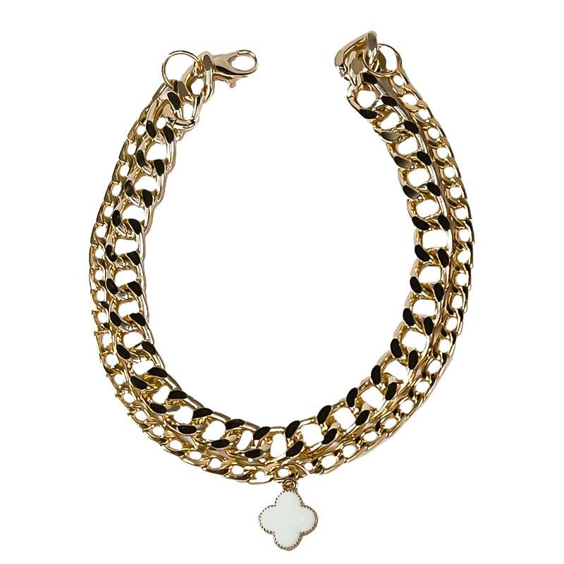 دستبند زنانه مدل دو لاین طرح گل