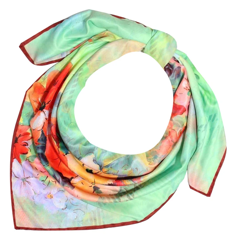 روسری زنانه مدل ابریشم توییل مزونی طرح رز کد 9760