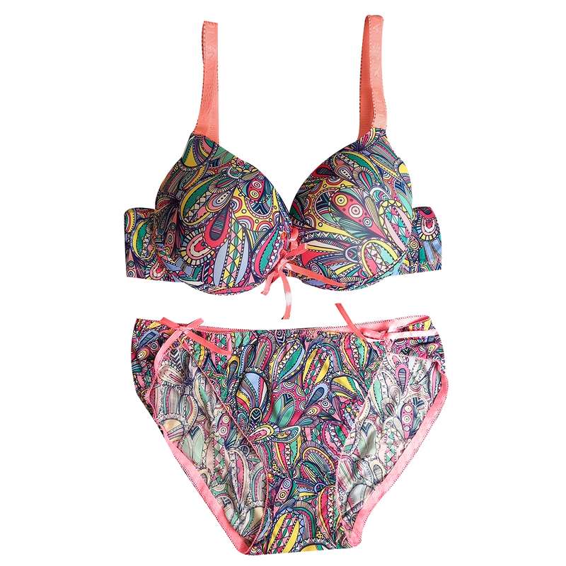 ست شورت و سوتین زنانه مدل گلدار رنگ صورتی