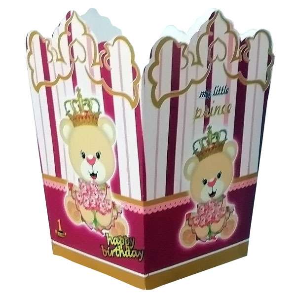 ظرف پاپ کورن طرح تدی دختر بسته 10 عددی