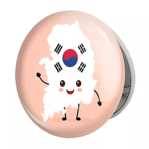 آینه جیبی خندالو طرح پرچم کره جنوبی مدل تاشو کد 20555 