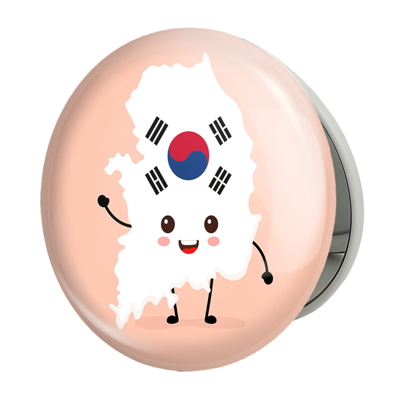 آینه جیبی خندالو طرح پرچم کره جنوبی مدل تاشو کد 20555 