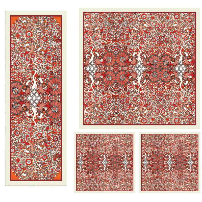 ست رومیزی 4 تکه شمسه نگار مدل SETU12A