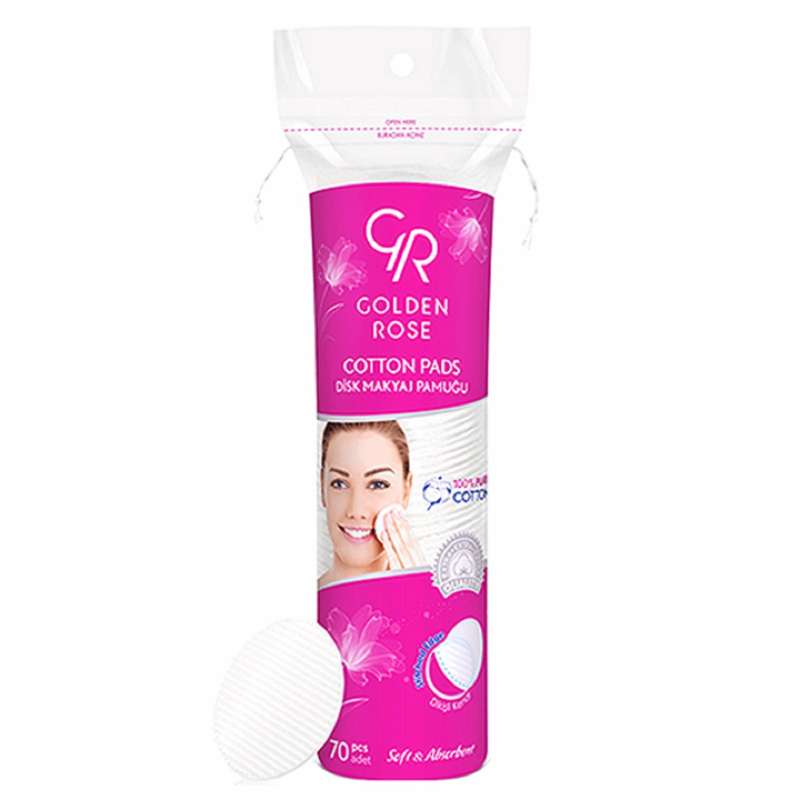 پد پاک کننده آرایش گلدن رز مدل Soft & Absorbent بسته 70 عددی