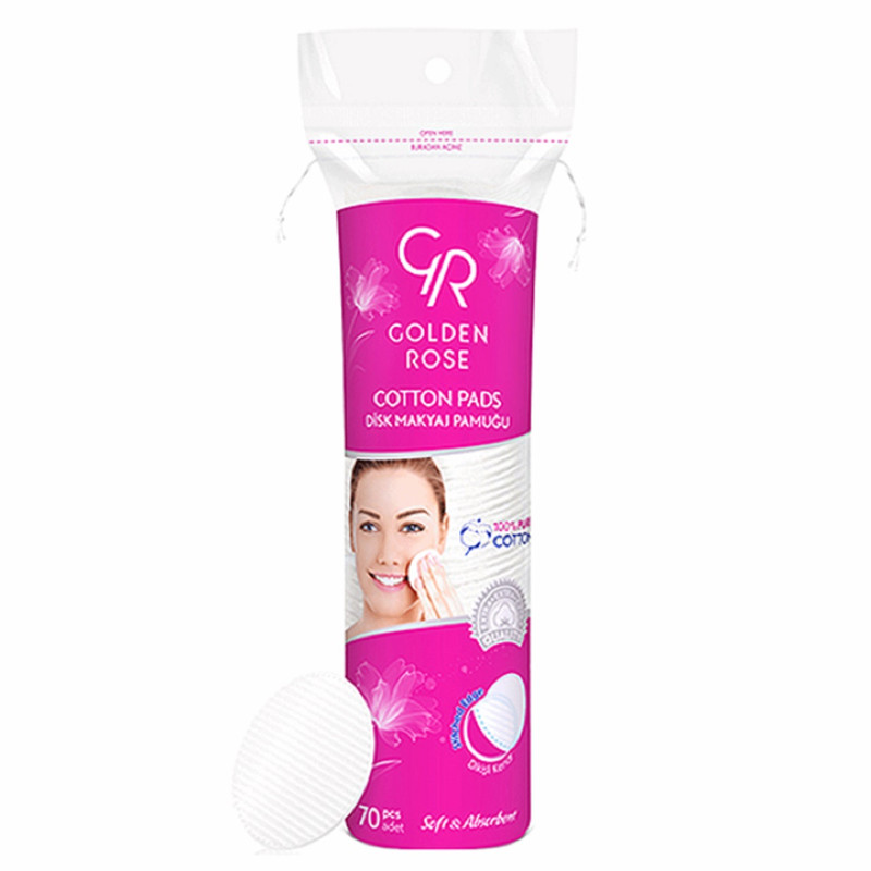پد پاک کننده آرایش گلدن رز مدل Soft & Absorbent بسته 70 عددی