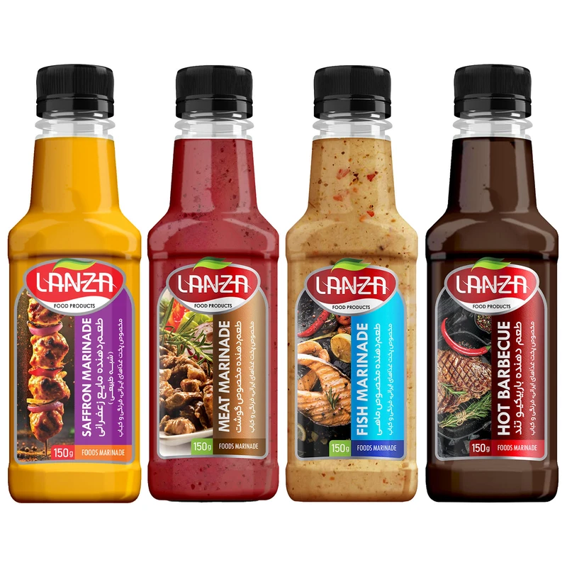 طعم دهنده مخصوص گوشت و طعم‌ دهنده مخصوص ماهی و طعم‌ دهنده باربیکیو تند و طعم‌ دهنده زعفرانی لانزا - 150 گرم بسته 4 عددی