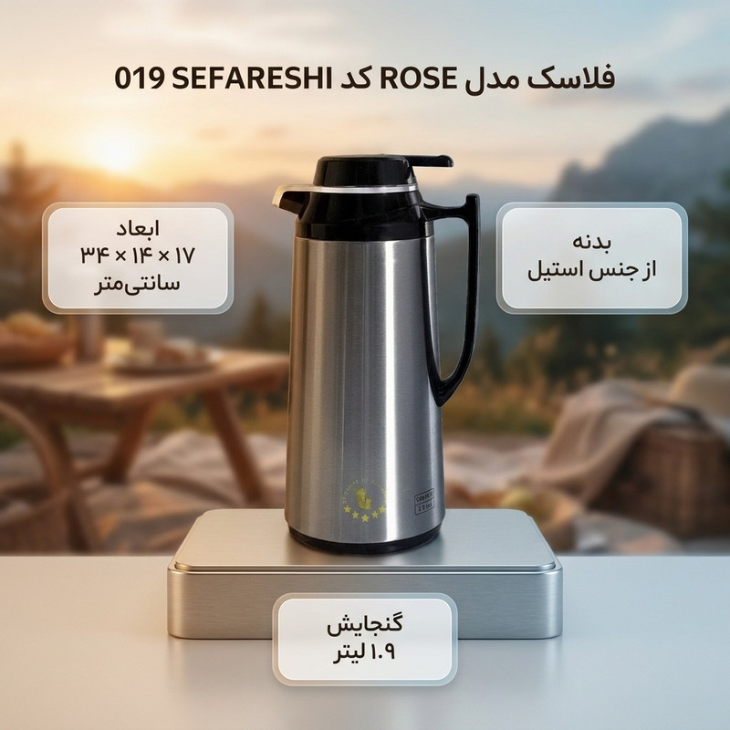 فلاکس مدل ROSE کد SEFARESHI 019 گنجایش 1.9 لیتر