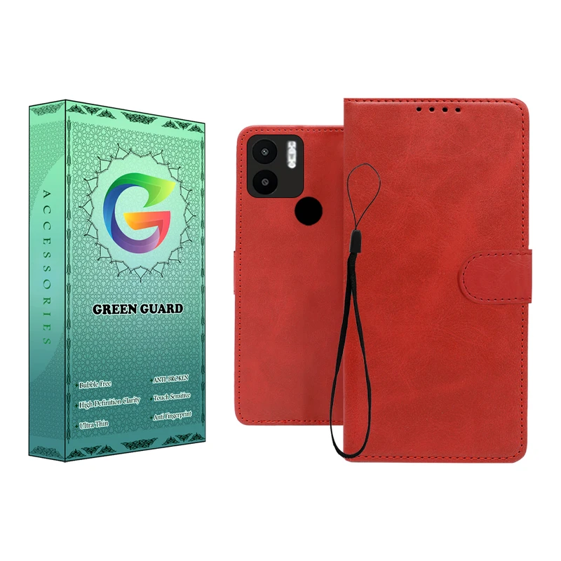 کیف کلاسوری گرین گارد طرح چرمی مدل Landing کد 02 مناسب برای گوشی موبایل شیائومی Redmi A1 Plus / A2 Plus / Poco C51 به همراه بند آویز