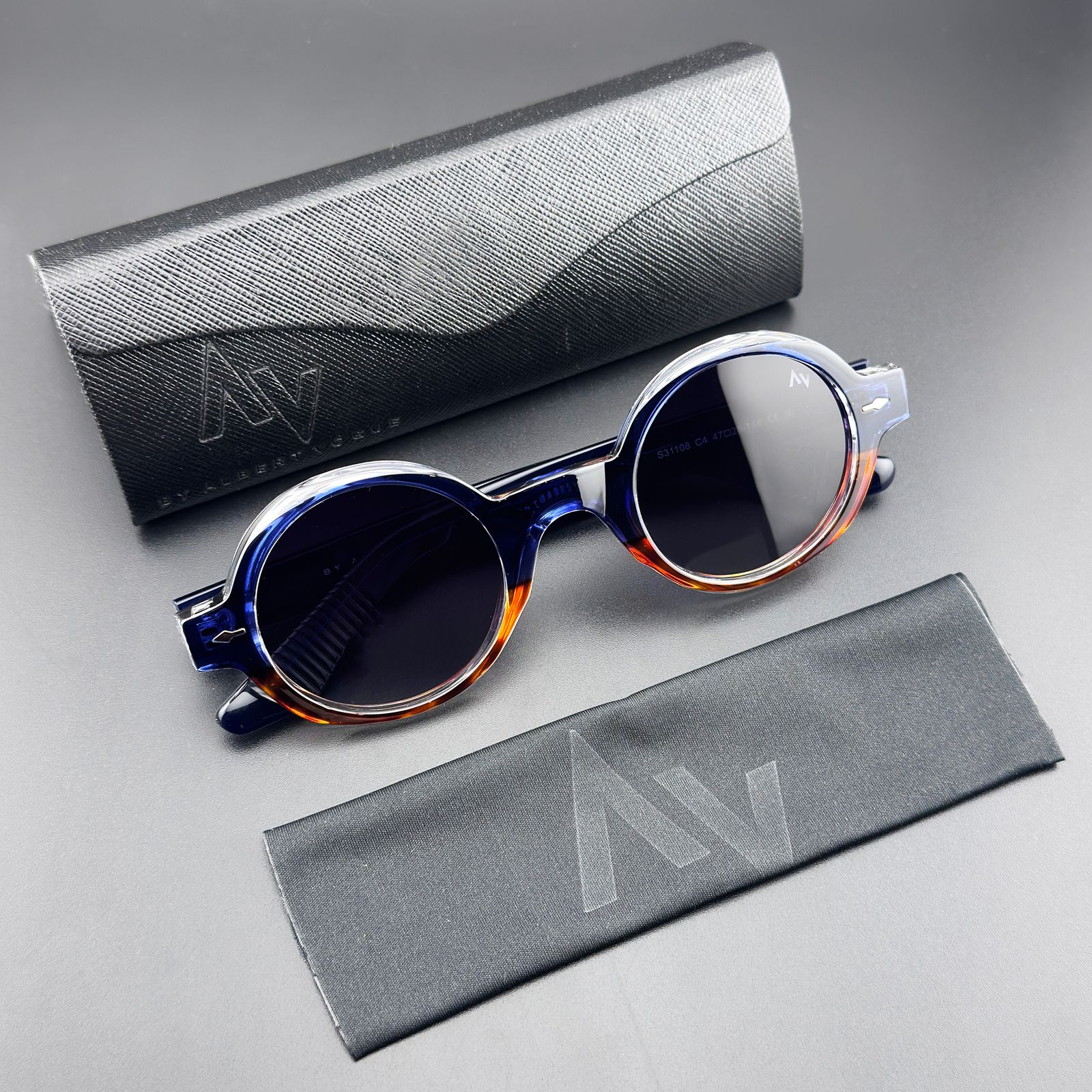 عینک آفتابی گرد پلاریزه آلبرت وگ مدل S31108C4 Acetate Avantgarde Visionary -  - 9