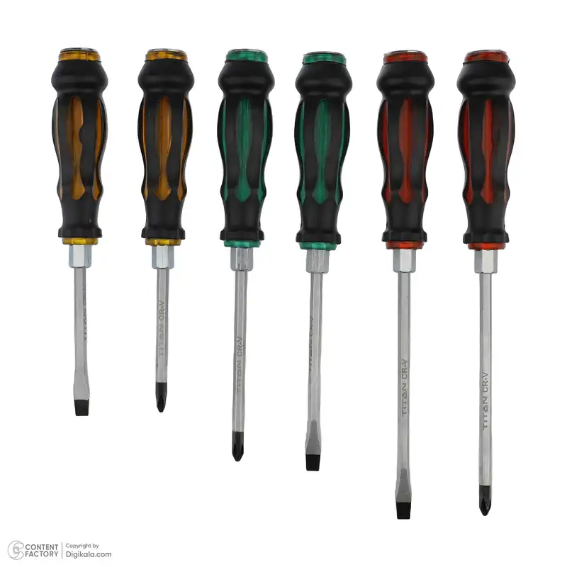 پیچ گوشتی تیتان مدل ضربه خور بسته 6 عددی