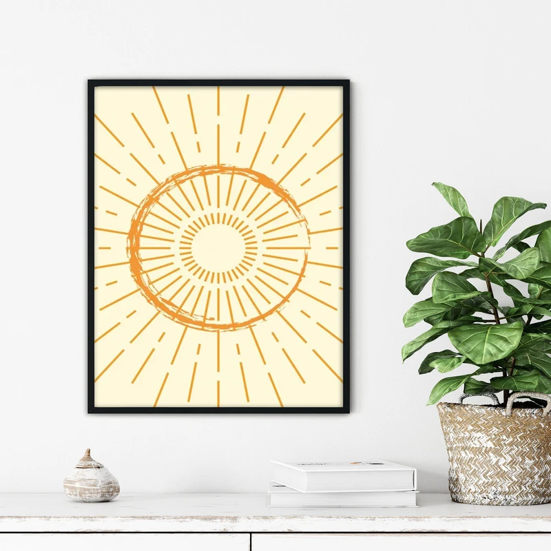 تابلو آتریسا طرح خورشید مدرن مدل ATFL62 فریم مشکی