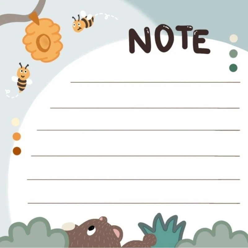 کاغذ یادداشت مدل خرس و زنبور عسل سایز 10*10 سانتی متر بسته 100 عددی