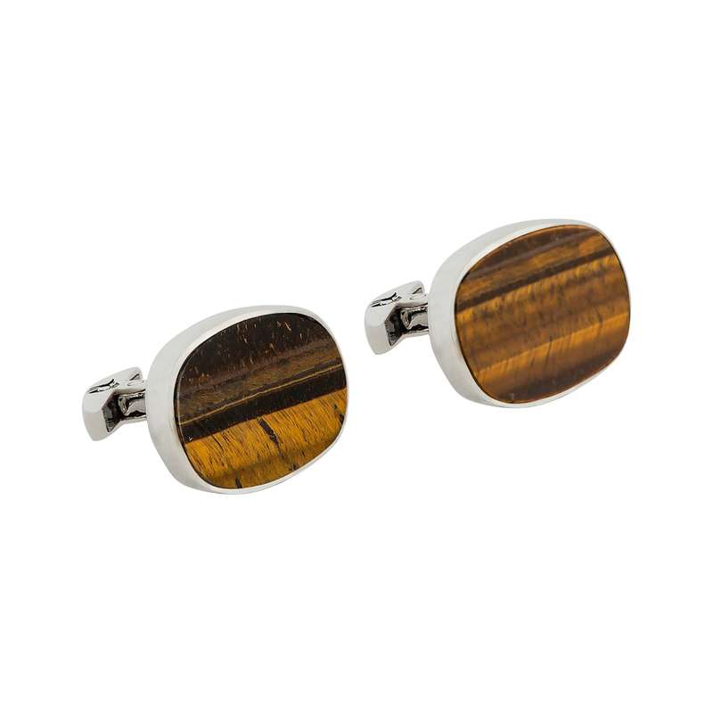 دکمه سردست نقره مردانه دلی جم مدل بیضی چشم ببر طبیعی