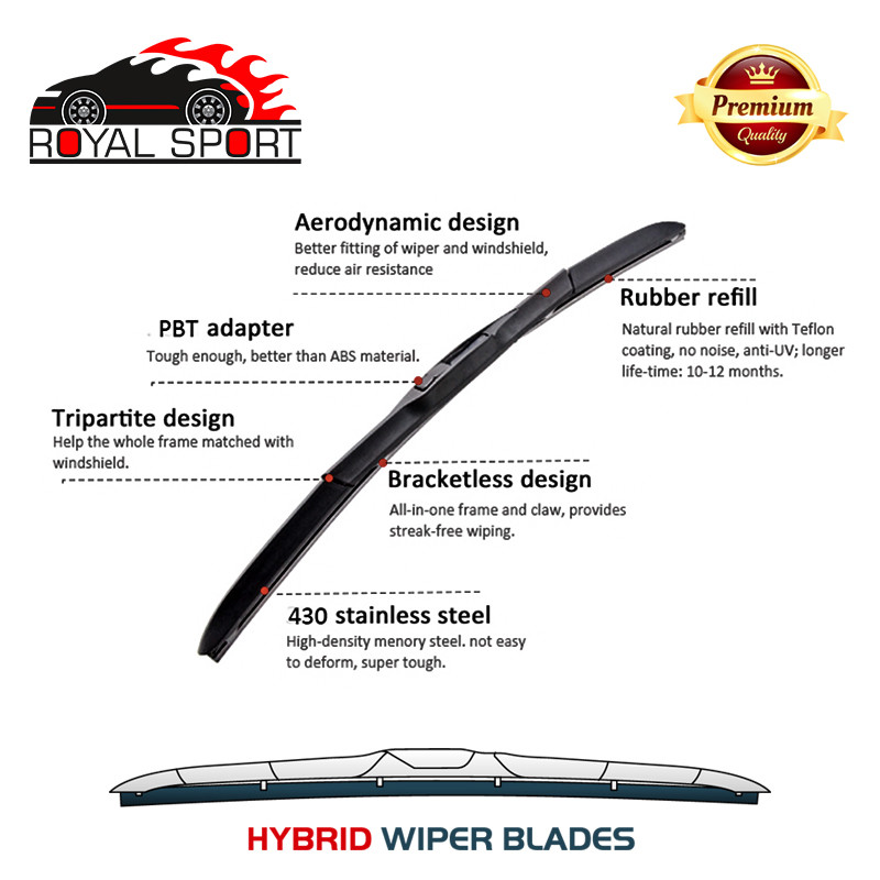 تیغه برف پاک‌کن رویال اسپرت مدل HYBRID PLUS مناسب برای دنا پلاس بسته 2 عددی