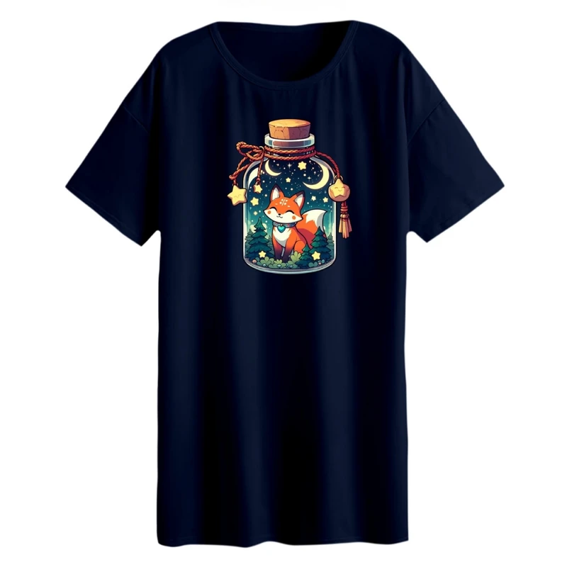 تی شرت لانگ آستین کوتاه زنانه مدل روباه و بطری