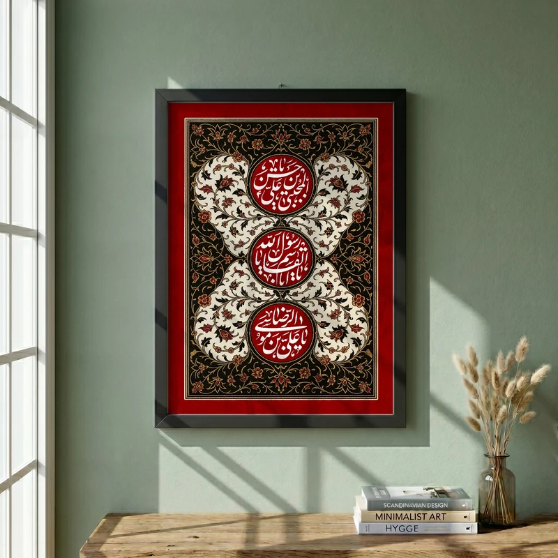 تابلو طرح شهادت پیامبر اسلام (ص) و امام حسن (ع) مدل G14431 فریم مشکی