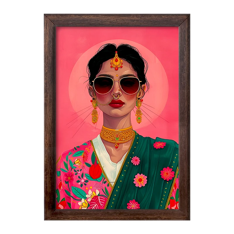 تابلو خندالو طرح دختر هندی کد F6022