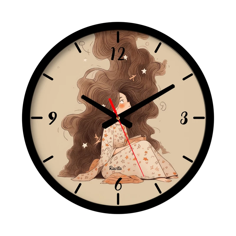 ساعت رومیزی عقربه‌ای راویتا مدل نقاشی دختر کد 3588