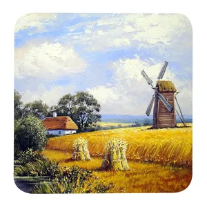 مگنت طرح نقاشی منظره مزرعه آسیاب بادی و کلبه کد G1020