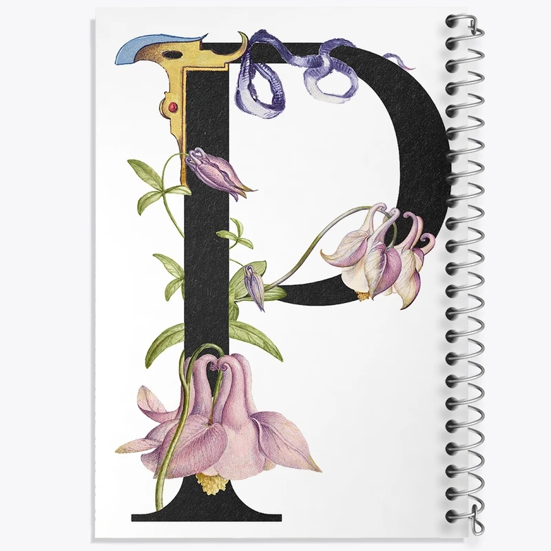 دفتر شطرنجی 50 برگ خندالو مدل گل و حرف P کد F2817