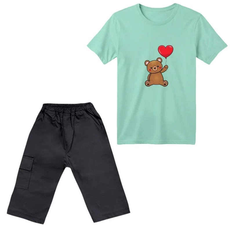 ست تی‌شرت آستین کوتاه و شلوارک پسرانه مدل تدی کد01