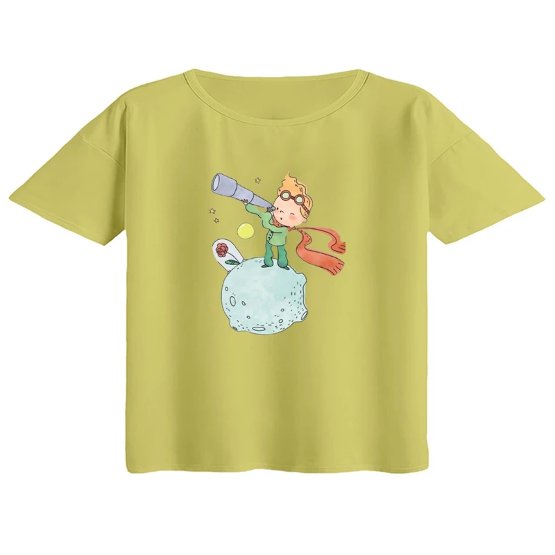 کراپ تی‌شرت آستین کوتاه زنانه مدل شازده کوچولو کد۱