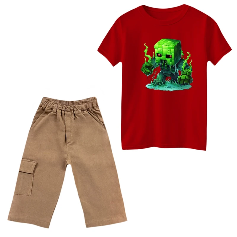 ست تی‌شرت و شلوارک پسرانه مدل ماینکرفت کد 16