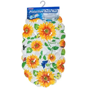 زیرپایی حمام طرح صدف مدل گل آفتاب گردان سایز 65x38 سانتی متر