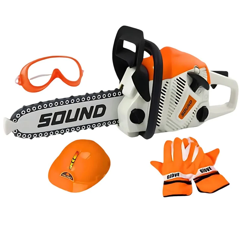 اسباب بازی ناب سل مدل اره برقی موزیکال به همراه دستکش ،کلاه و عینک ایمنی کد POWER SAW SET