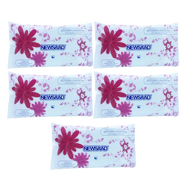 دستمال مرطوب نیوساد طرح گل مجموعه 5 عددی