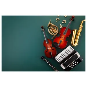 فرش پارچه‌ای مدل فرشینه طرح موسیقی ساز های موسیقی کد AR3059736