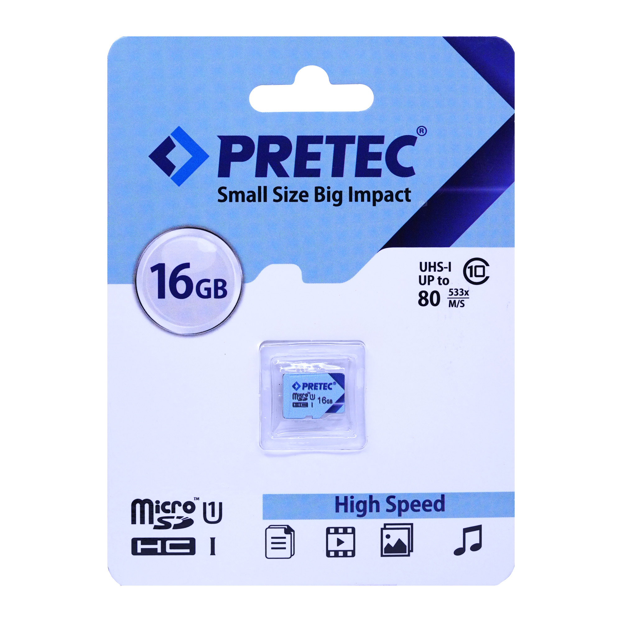 کارت حافظه microSDXC پریتک مدل small کلاس 10 استاندارد UHS-I U1 سرعت 80MBps ظرفیت 16 گیگابایت