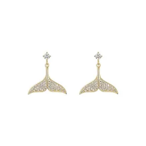گوشواره طلا 18 عیار زنانه قیراط مدل دم نهنگ کد GH5895
