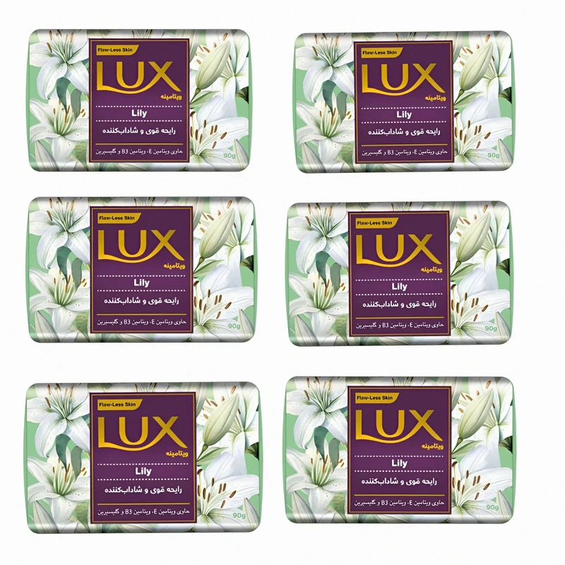 صابون شستشو صورت و بدن لوکس مدل شاداب مناسب برای انواع پوست وزن 90 گرم بسته 6 عددی