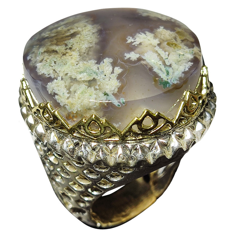 انگشتر نقره مردانه مدل عقیق شجر بهاری کد STAR 2