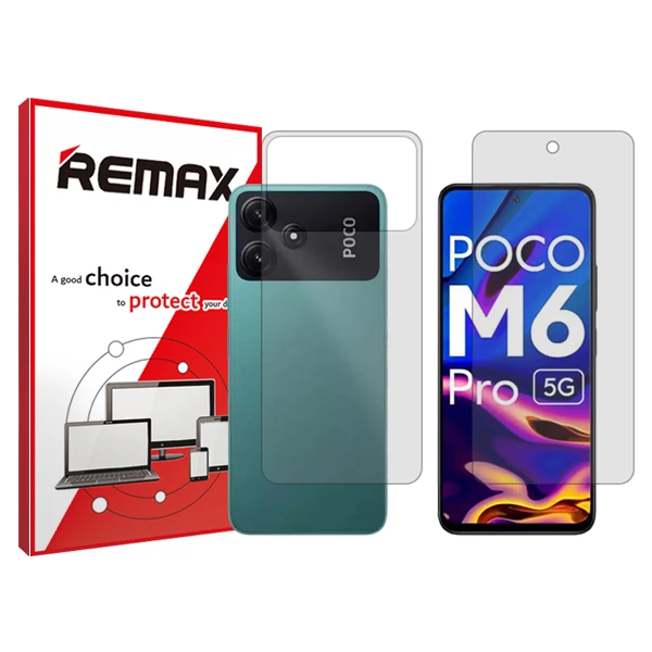 محافظ صفحه نمایش شفاف ریمکس مدل HyGEL مناسب برای گوشی موبایل شیائومی Poco M6 Pro 5G به همراه محافظ پشت گوشی