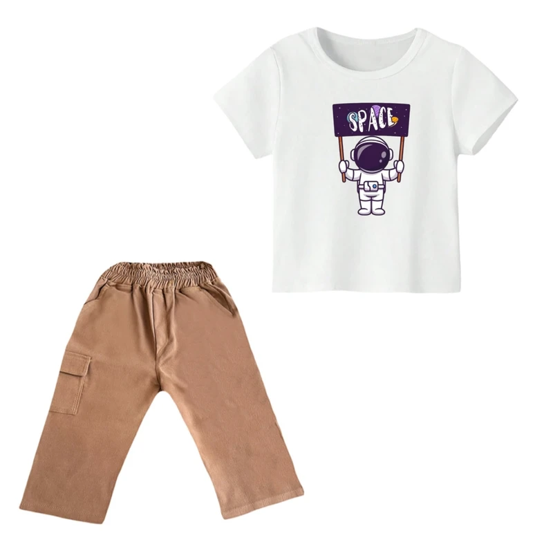 ست تی شرت و شلوارک پسرانه مدل فضانورد کد ۵