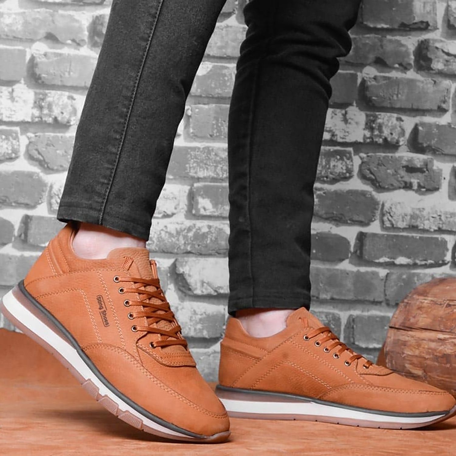 کفش روزمره مردانه مدل چرم طبیعی کد 00102 رنگ عسلی  -  - 4