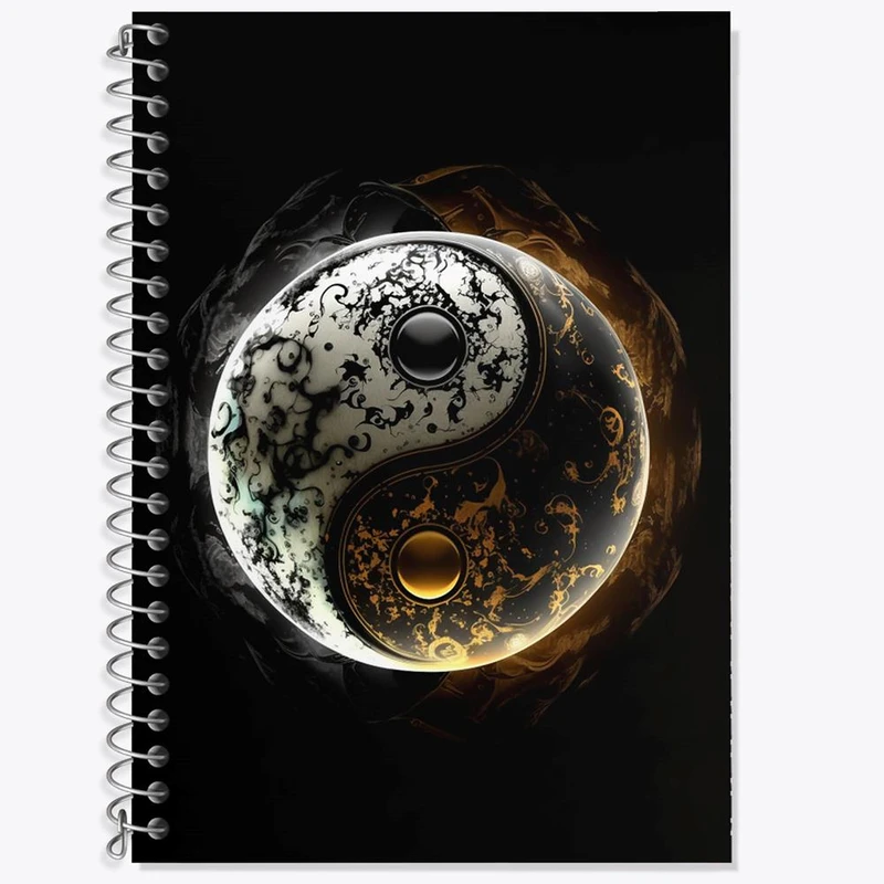 دفتر زبان 50 برگ خندالو مدل دو خط طرح یین و یانگ کد 30522