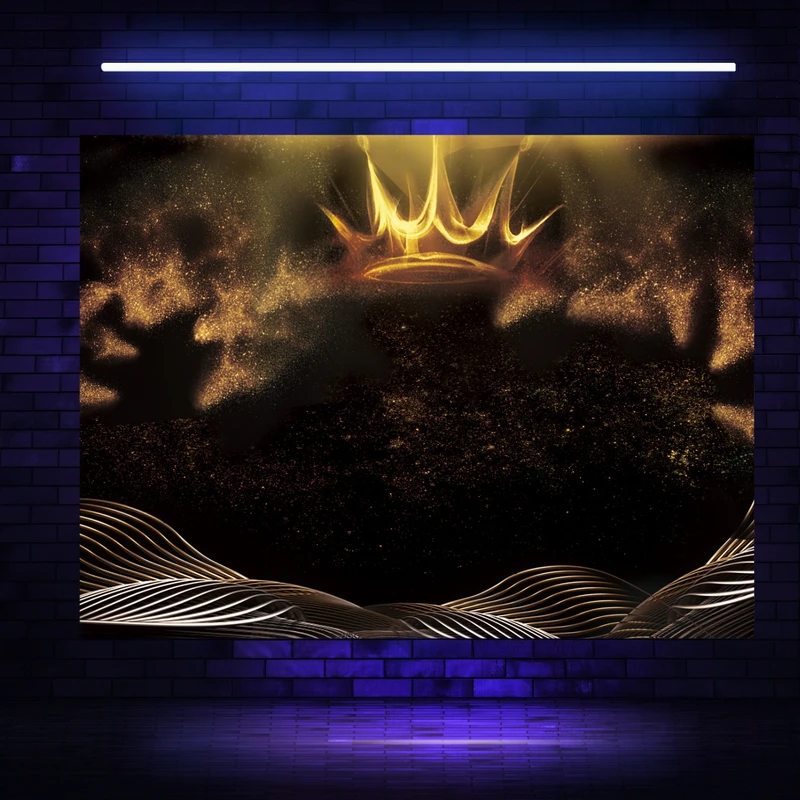 تابلو بوم مخمل بلک لایت طرح تاج مدل دیپ کد BK23267