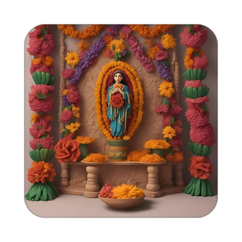 زیر لیوانی کاکتی طرح گل مدل mp17815