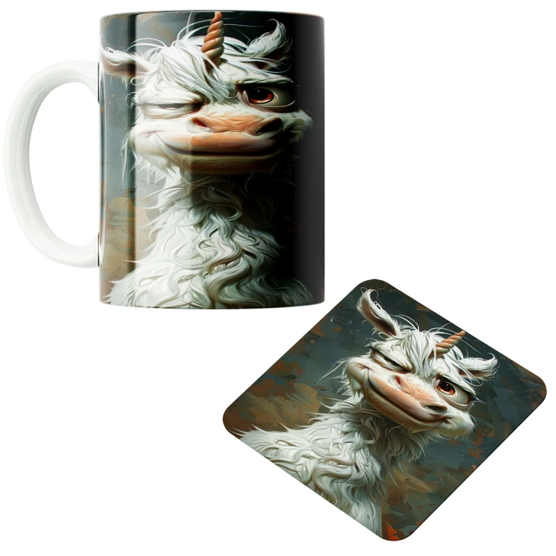 ماگ مدل بز شاخدار کد 91 به همراه زیرلیوانی