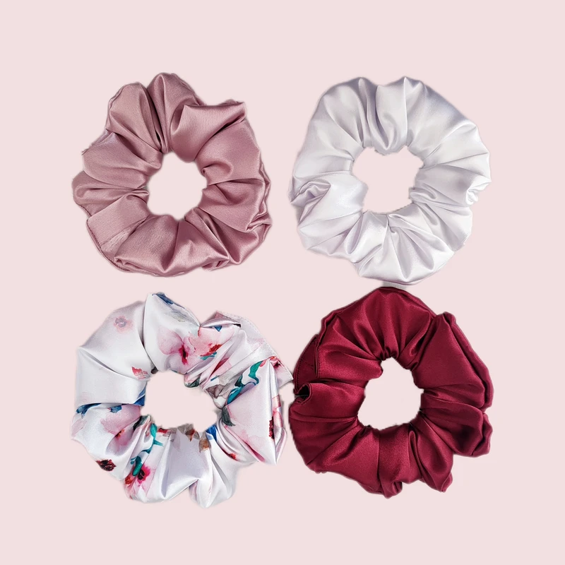 کش مو زنانه مدل اسکرانچی ساتن 02 بسته 4 عددی