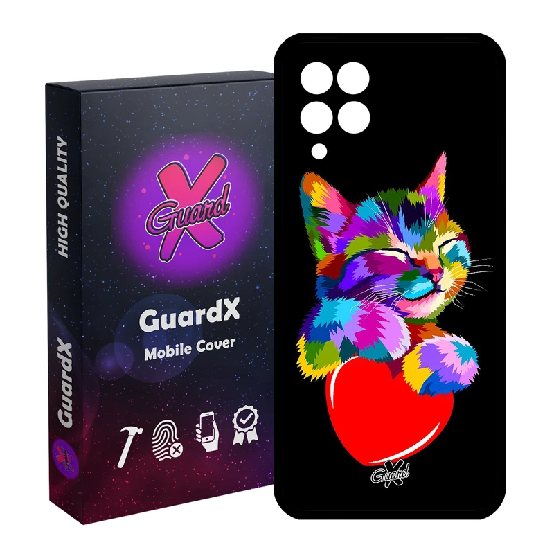 کاور گارد ایکس طرح گربه مدل Glass10269 مناسب برای گوشی موبایل سامسونگ Galaxy A22 4G