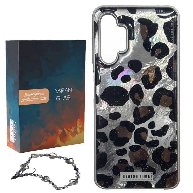 کاور قاب یاران مدل پلنگی مناسب برای گوشی موبایل سامسونگ Galaxy A13 4G به همراه بنداویز