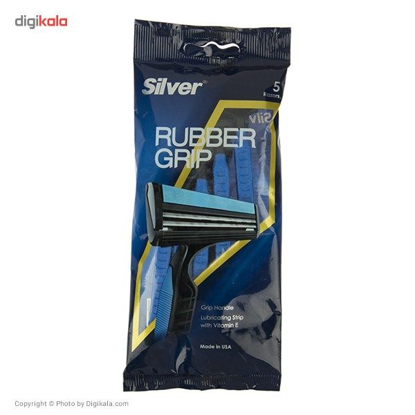 خود تراش سیلور مدل Rubber Grip Blue بسته 5 عددی -  - 2