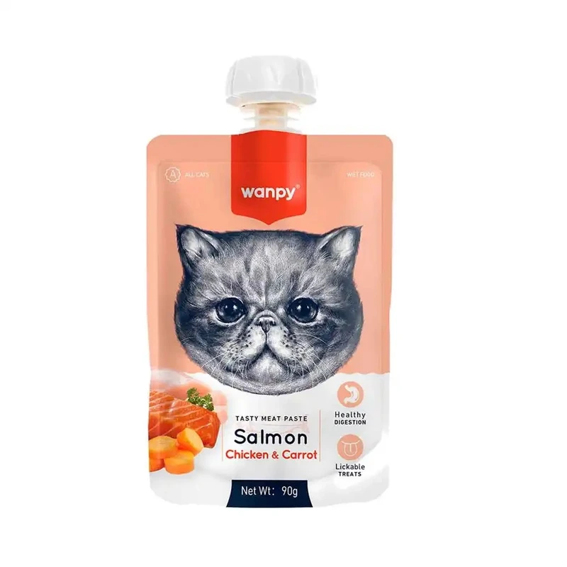 پودینگ گربه ونپی مدل Salmon and carrot با طعم ماهی سالمون مرغ وزن 90 گرم