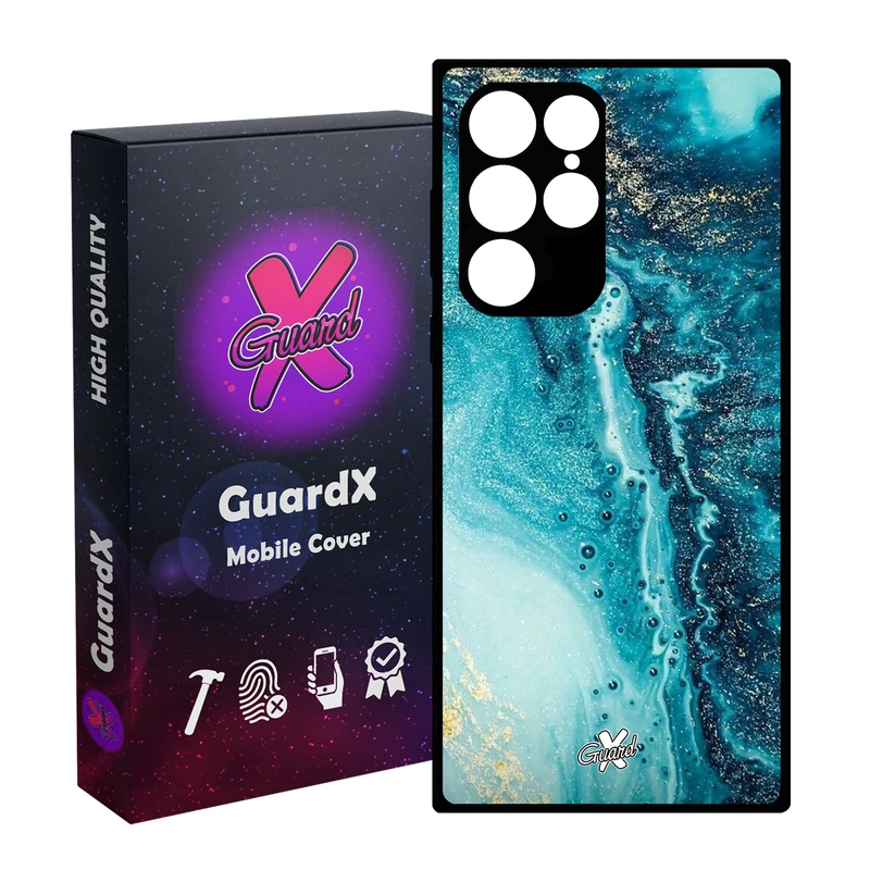 کاور گارد ایکس طرح آبی مدل Glass10402 مناسب برای گوشی موبایل سامسونگ Galaxy S23 Ultra